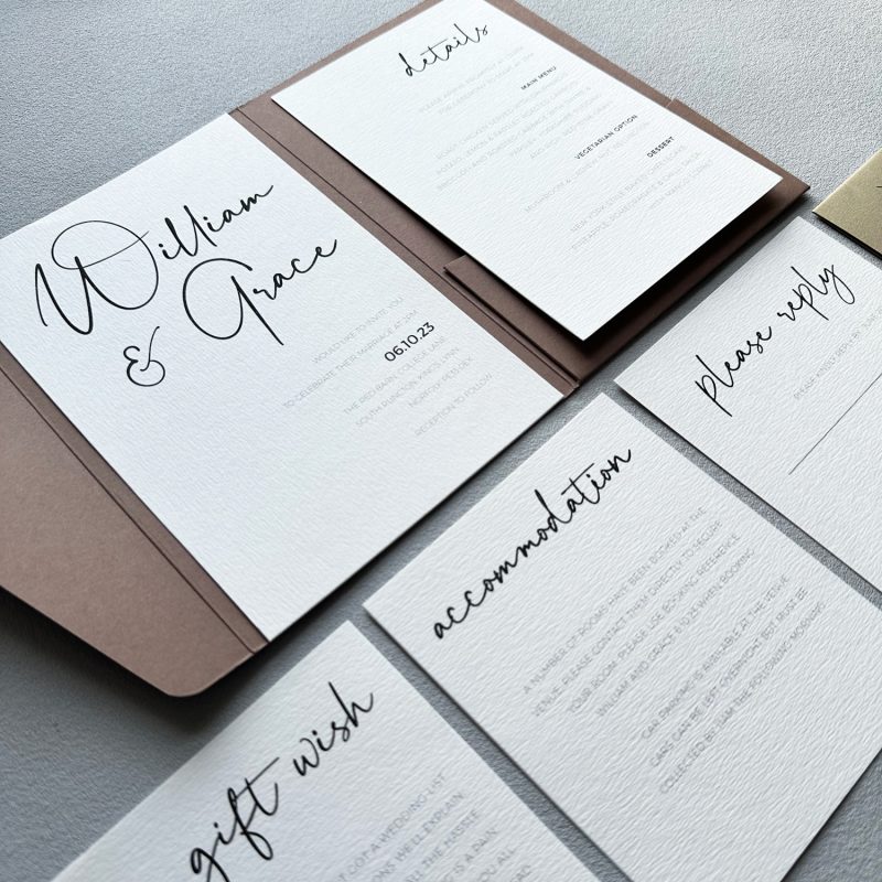 Chatsworth pocketfold wedding invitation