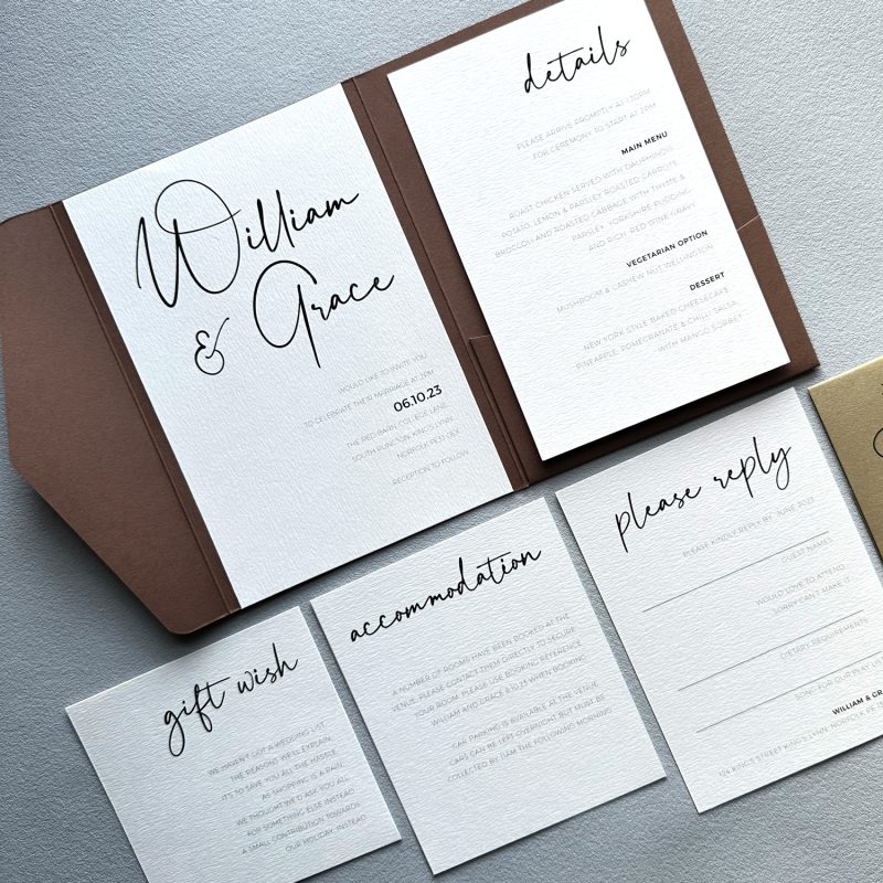 Chatsworth pocketfold wedding invitation