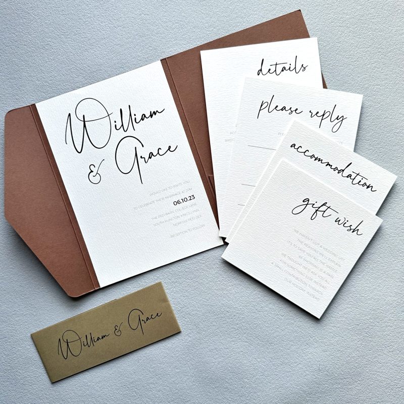 Chatsworth pocketfold wedding invitation