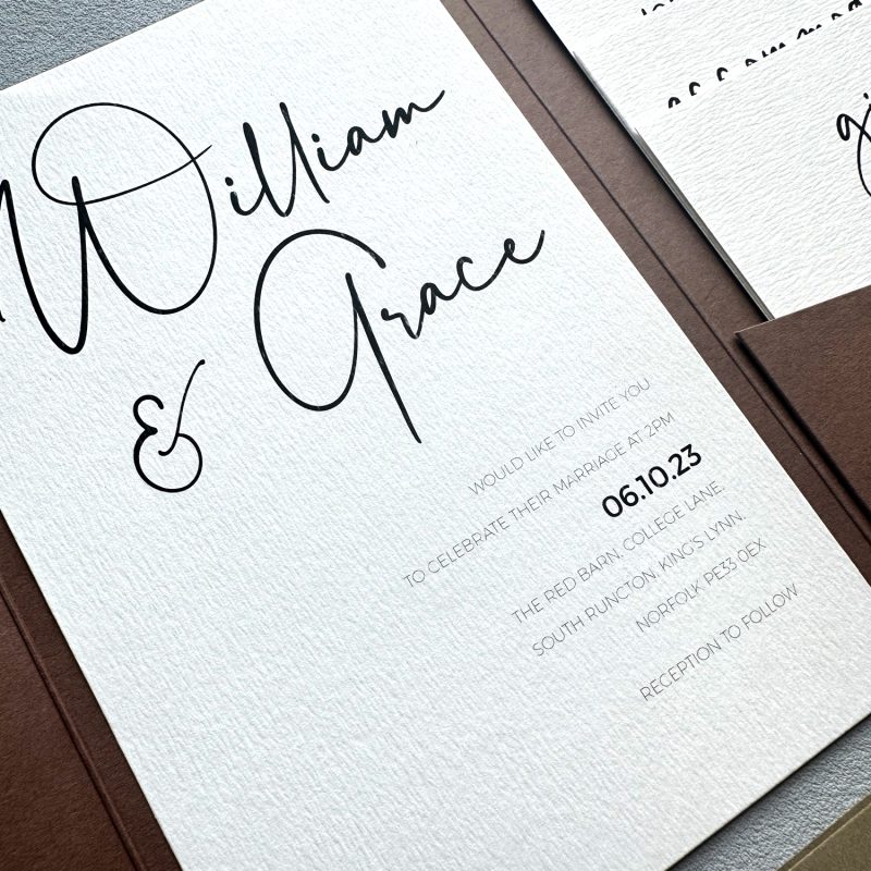 Chatsworth pocketfold wedding invitation