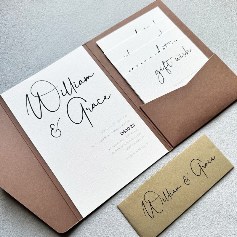 Chatsworth pocketfold wedding invitation