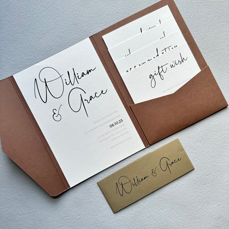 Chatsworth pocketfold wedding invitation
