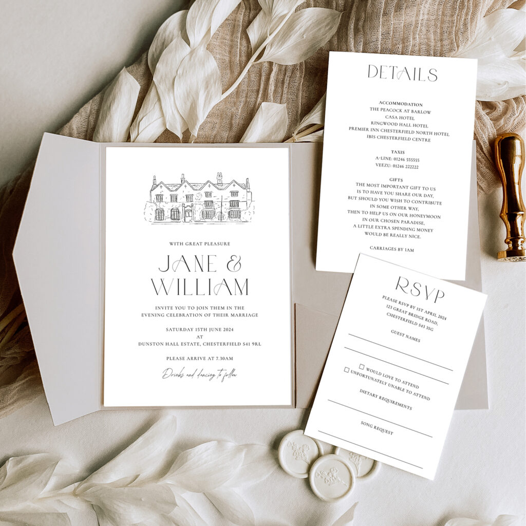 Jane Pocketfold Wedding Invitations | Wedding Stationery | Tops
